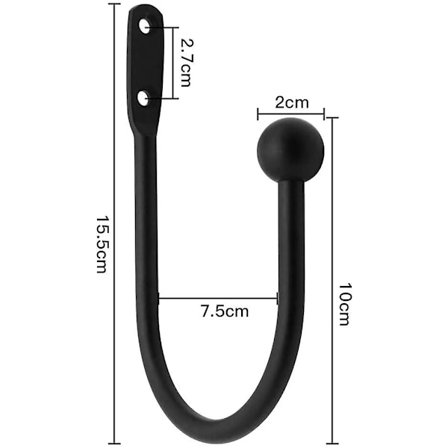 Stykke Gardin Draperi Holdbacks Dekorative Vindue Kroge Gardin Tiebacks Metal Gardin Holdback Kroge Til Tunge Og Let Gardin Kroge Hængsel - Sort