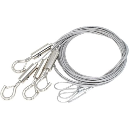 4 st 59 tum justerbara bildhängande vajrar med ögla och krok 1,5 mm rostfritt stål