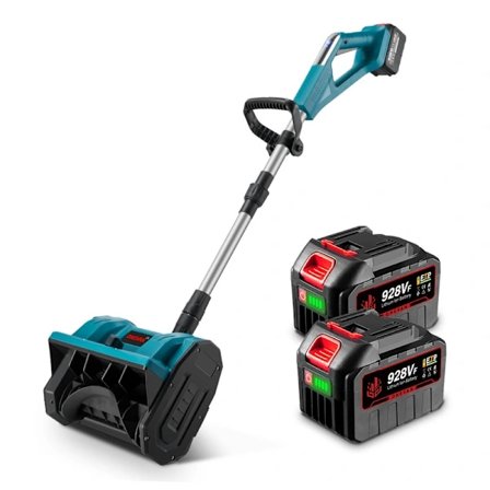 2500 W johdoton sähköinen lumilinko, akkukäyttöinen sähköinen lumilinko, sopii takapihoille ja kaduille, mukana 2 akkua