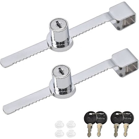 2 stk. skydedørslåse i glas med nøgle, sikkerhedslåse til glasdøre til vitrineskabe