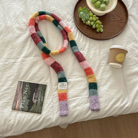 Stickad Ullrandig Halsduk Lång Smal Halsduk Vinter