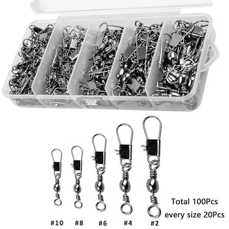 100 st Fiske Swivels - Fiske Rullande Swivel Tackle Set