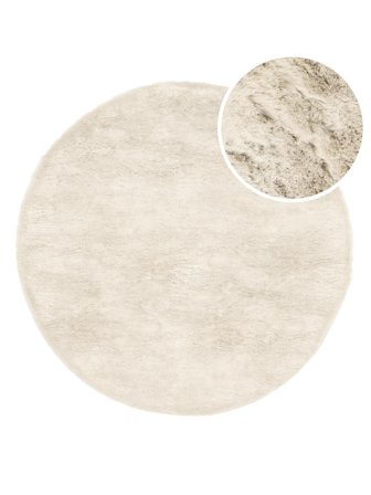 Koberec Chlupatý Malý Ember - Krémová Bílá Ø 120