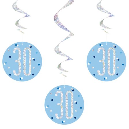 30 vuotta Riippuvat Swirls Siniset & Hopeat