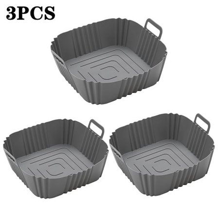 3 stk. Silikone Airfryer Kurv Multifunktionelt Non-Stick Fødevaregodkendt Ovn Airfryer Tilbehør