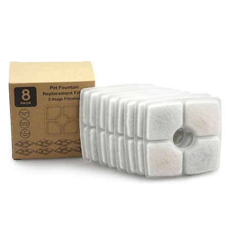 8-pack fyrkantig kattfontänfilterpåfyllning kattfontänfilter vattenfilter med aktivt kol och harts för fontän