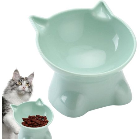 Hævet katteskål - Anti-opkast - 15 graders hældning - 13,5 cm katteskål - Hævet killingeskål - Foder- og vandstation