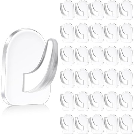 30 stykker transparente selvklæbende vægkroge, akrylkroge, stærke plastik kroge, velegnet til badeværelse, selvklæbende kroge til soveværelse, 