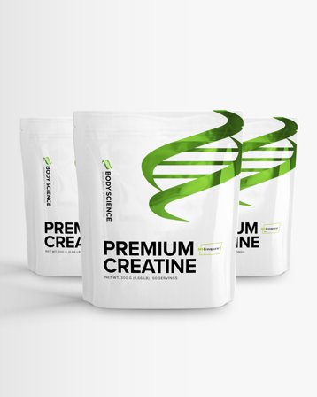 3 x Kreatin - 300 g - Body Science Pure Creatine - Kreatin monohydrat, Prestationshöjare, Kosttillskott, Kreatin