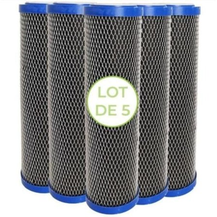 Pakke med 5 2 i 1 vannfilterpatroner 10 tommer - Anti-sediment + Aktivt kull 5 mikron urenhetsfilter