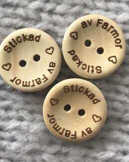 Träknapp Stickad av Farmor 20 mm ljust trä