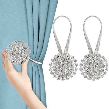 Magnetiske Gardinbindere, Krystal Gardinholdere Dekorative Uden Boring Vinduesholdere, Draperingsbånd Spænde Med Høj-elastisk Strækbar Binding Til Ou