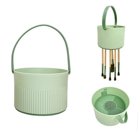 Sminkborste Rengöringsmatta 3 i 1 Silikon Sminkborste Rengörings Skål med Borste Torkställ Hängande Kosmetisk Borste Rengöringsorganisatör för 