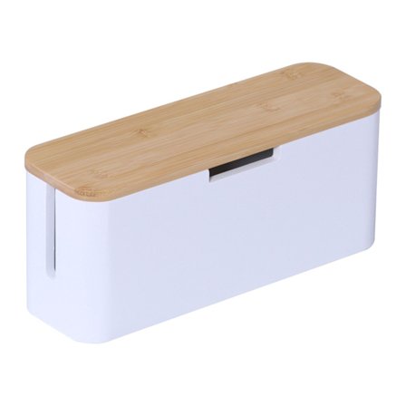 Bambus kabelboks med magnetisk låg, passer til 6-stiks ledning