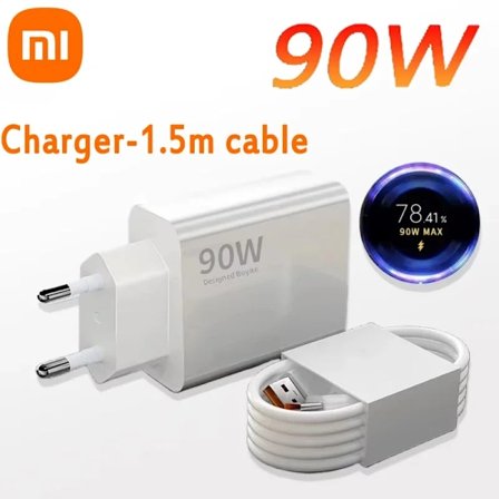 90W Laddare Snabbladdning EU Laddadapter Snabb USB Typ C Laddningskabel För Xiaomi 15 14 Ultra Redmi Note 13