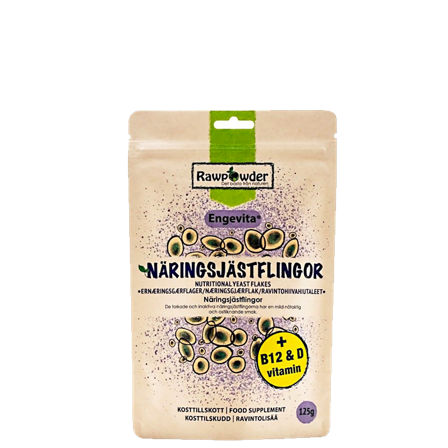 Rawpowder Næringsgjærflak B12 og D-vitamin 125 g