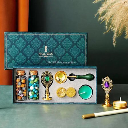 Wax Seal Stamp Set Lacquered Sealing Wax Kit Craft Supplies Scrapbooking Wedding Invitation Card Decoration Diy Seal Tool