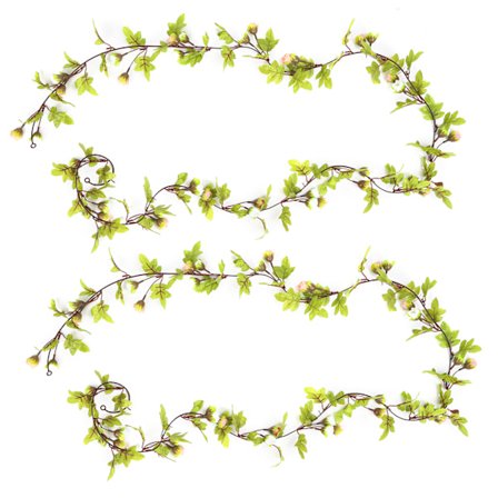 4 st Rattan Blomster Girlang Hängande Artificiella Hantverksdekorationer Vit med Ljusrosa