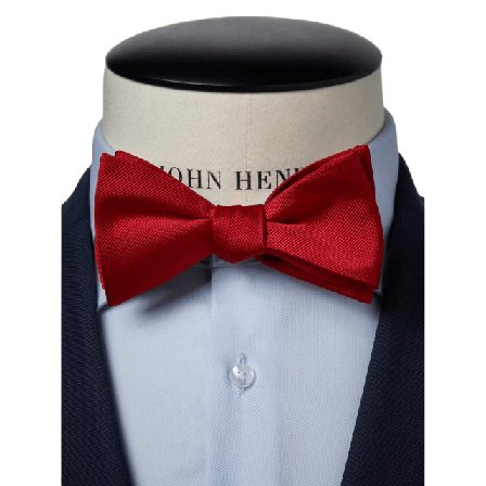 John Henric Bow Tie Plain Self Tied Kostymtillbehör Herr Röd ONESIZE