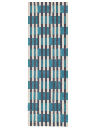 Lille Challi Tæppe - Blå 80X250 I Moderne Stil