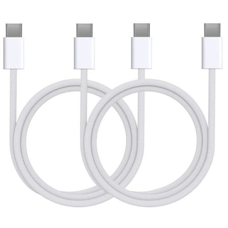 Lot med 2 USB-C til USB-C kabler til iPhone 15 - 15 PLUS - 15 PRO - 15 PRO MAX - 2 meter flettet nylon kabel Phonillico