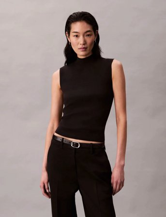 Calvin Klein Sleeveless Mockneck - Black - XS
