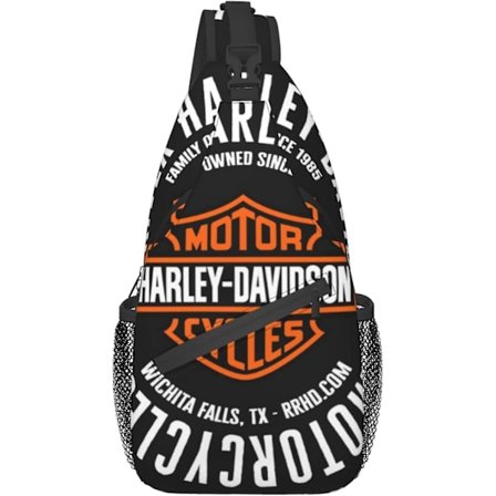 AU1747 Harley Davidson Sling Bag Ryggsäck Axelremsväska Crossbody Väska Bröstväskor Vandring Casual Daypack för Män Kvinnor (FMY)