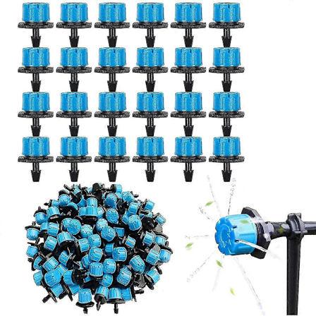 200 stk. 1/4 tomme Justerbart Mikro Drypvandingssystem Vandingssprinklere Anti-tilstopning Emitter Drypper Blå Haveartikler
