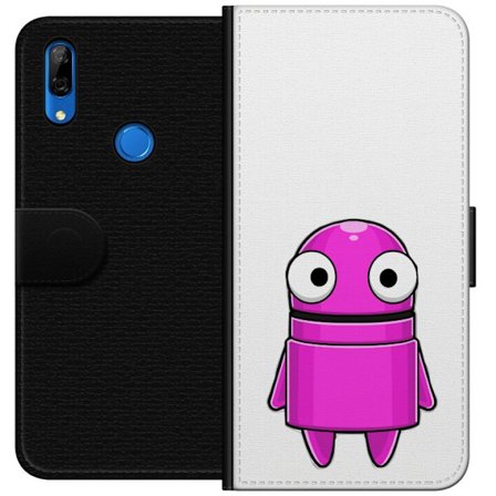 Yhteensopiva Lompakkokotelo Huawei Huawei P Smart Z Roosa piirretty hahmo, jossa pyöreä muoto ja suuret silmät tummalla taustalla