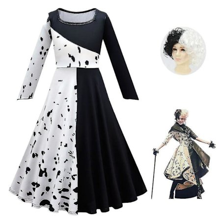 Cruella De Vil -asu Lapsille Tytöille Madame Fancy Up Maskeraadi Esitysasu