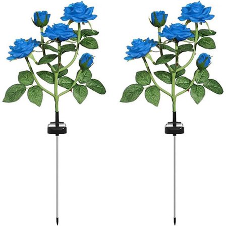 Aurinkokäyttöiset puutarhavalot, 2 kpl Led-ruusu kukka puutarha koristeelliset panosvalot