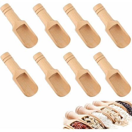 8 stykker krydderskjeer, liten badesaltskje, mini trespade