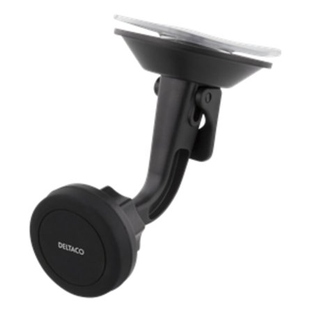 DELTACO Magnetisk mobilhållare för bilen, sugkopp, rotation, upp till 300 g, svart