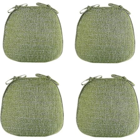 Spisebordstolputer, sett med 4 - Sklisikre U-formede seteputer med bånd, vaskbare - Grønn