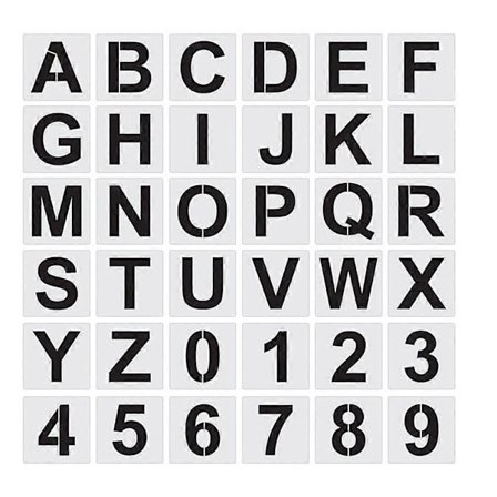 36 stk. Håndverk Barn Journal Stensiler Spraymaleri Stensiler Hjem Nummer Stensiler Gratis Bokstavstensiler Bokstav Nummer Stensil