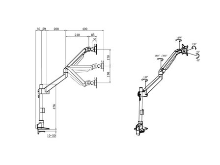 Multibrackets M - monteringssett - gassheis - for LCD-skjerm - VESA, enkel grunnstang - svart
