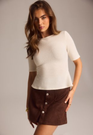 ONLY - Onlamazing-stina Faux Suede Skirt - Chocolate Torte - Kläder - - Bubbleroom