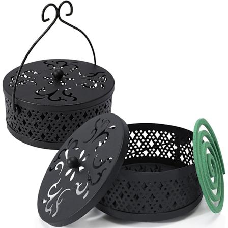 Myggspiralhållare, 2-pack Retro Bärbar Myggspiralbrännare för Hem och Camping Svart
