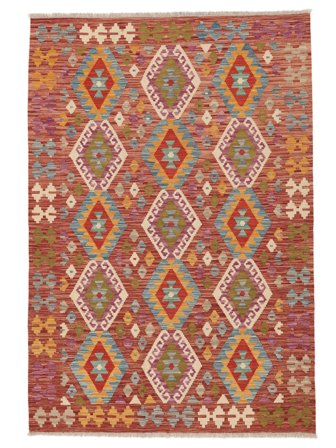 Tecidos À Mão Kilim Afegão Old Style Tapete 129X187 Lã Vermelho Escuro/Castanho Pequeno