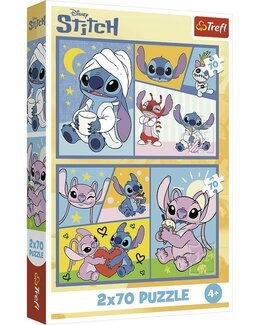 Puslespill Stitch og Angel 2×70 brikker