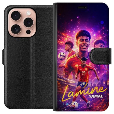 Yhteensopiva Lompakkokotelo Apple Apple iPhone 16 Pro Lamine Yamal jalkapallo juliste Espanjan maajoukkueen pelipaidassa dynaamisella liikkeellä, vä