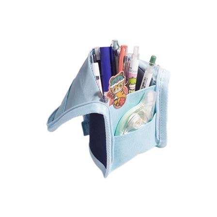 Multifunksjonell blyantpose sammenleggbar pennlomme med glidelås pennveske Penneholder Navy Blue
