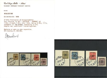 Danmark 1918 - AFA 85x-87x og 89x - Stemplet
