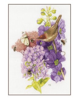 Broderikit Billede Blomstermøde - Lanarte