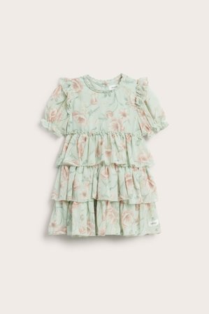 Newbie | Blommig chiffongklänning Ljusgrön 80 | Ljusgrön