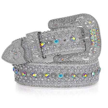 Rhinestone-vyö miehille ja naisille, lännen cowboy- ja cowgirl-tyyliin, bling-koristeinen nahkavyö farkuille ja housuille