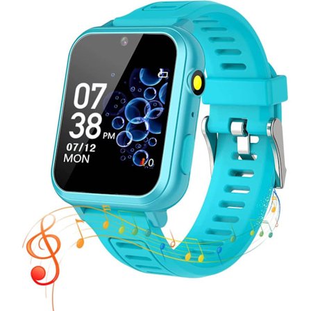 (Blå) Smartklocka för barn i åldrarna 4-12, med 24 spel, musik och kamera