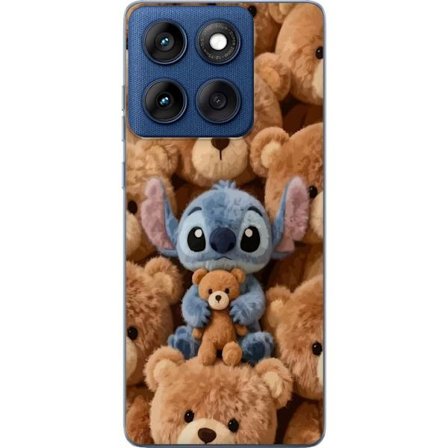 Kompatibel Mobilcover til Motorola Edge 60 Stitch omgivet af brune teddybjørne med en lille teddybjørn i armene i en sød og hyggelig kawaii-design