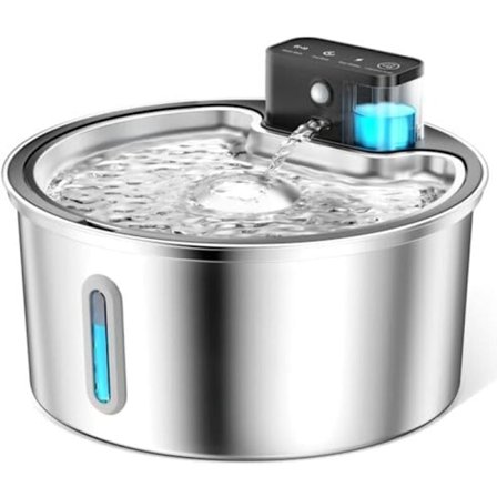 3,2L Trådløs Kattevandfontæne med 4000mAh Batteri Bevægelsessensor Rustfrit Stål Stille Drikkefontæne til Kæledyr