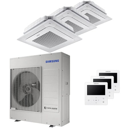 Condizionatore Samsung Cassetta Windfree 4 vie trial split 18000+18000+18000 BTU inverter A++ unità esterna 10,0 kW